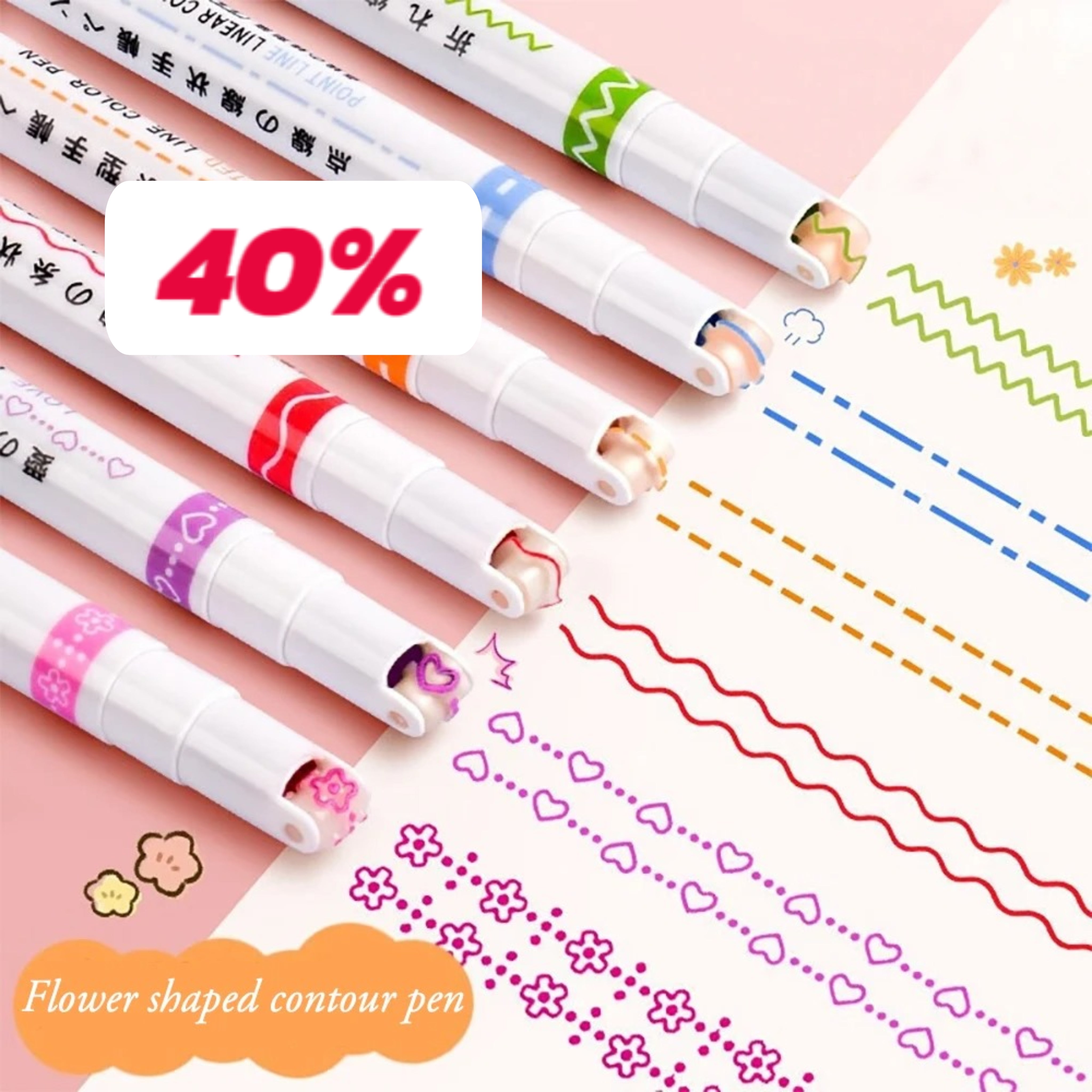 Flower Line Shaped Highlighter Pen